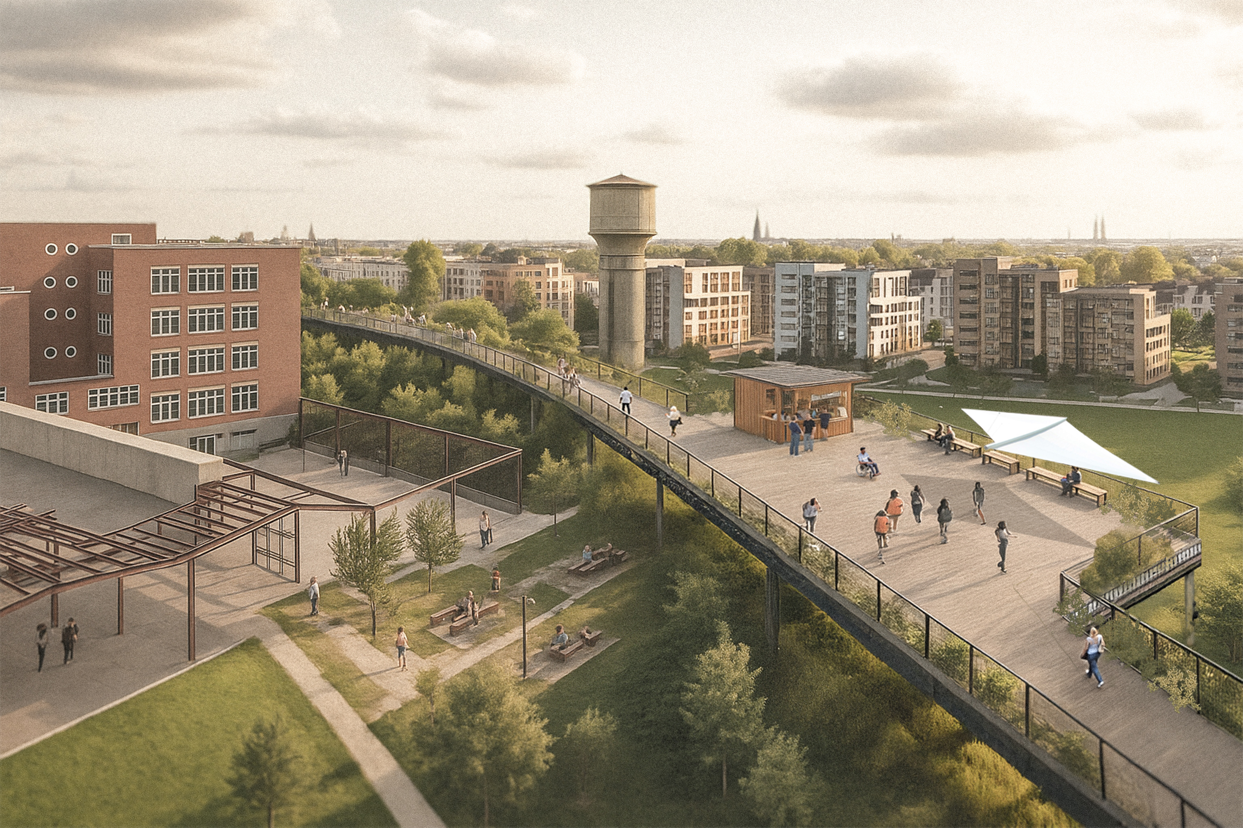 Visualisierung Neue Mitte recyclete Brücken