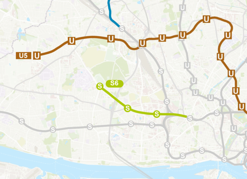 Neue Planung der Bahnstrecken. Die U5 wird bis zum Osdorfer Born verlängert.